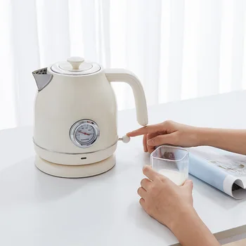 1.7 L קומקום חשמלי מטבח ביתי רטרו קומקום מהר מים רותחים סיר אל חלד 304 תה סיר עם מד חום מכני.