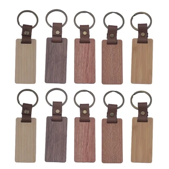 10Pcs מחזיק מפתחות עץ סרק מודפס עם מפתח קטגוריה עבור יום הולדת קישוט מכונית מעץ מפתח שרשרת, טבעת קטגוריה תליון DIY אמנות