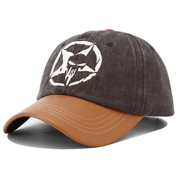 2023 מעצב חדש הגולגולת רקמה כובע בייסבול זכר נקבה מתכוונן וינטג ' עור כובעי Snapback לגברים Casquette Homme