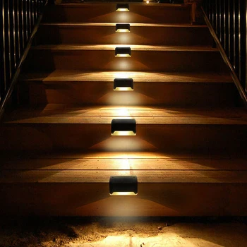 4-16pcs LED מנורה סולרית הסיפון אורות קיר מדרגות חיצונית הובילה גן מנורה סולארית מדרגות אור עמיד למים שלב אור נוף אור