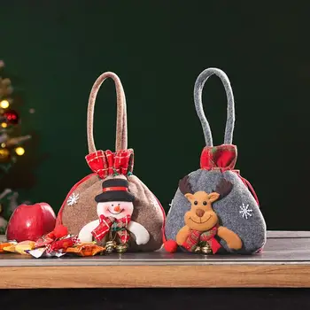 4 סגנונות חג המולד אייל ממתקים בשקית מתנה שלג סנטה שקיות שרוך שקיות מתנה חג מולד קישוט ילדים מסיבת שנה החדשה מתנה