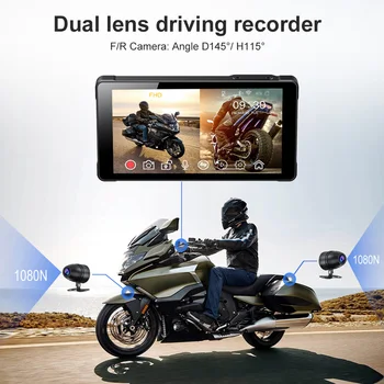 5.5 אינץ אופנוע ה-GPS Navigator עם Dual מצלמות שלט רחוק אלחוטי CarPlay אנדרואיד אוטומטי IPX7 עמיד למים Bluetooth Dual