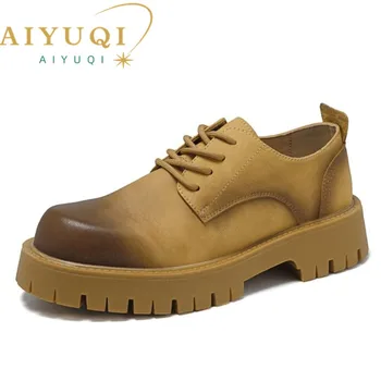AIYUQI רשמית גברים נעלי Non-להחליק ליפול 2023 פלטפורמה חדשה גברים נעלי נעלי רטרו עגולות, אצבעות תחרה למעלה גברים נעלי