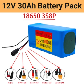 Batterie ליתיום-יון נייד 3S8P 12V 30Ah 12.6 V נטענת, הוט qualité