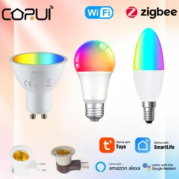 CORUI E27 E14 GU10 Tuya WiFi Zigbee הנורה LED ניתן לעמעום הנורה חכם הנורה RGBCW עם חכם החיים אלקסה הבית של Google אליס
