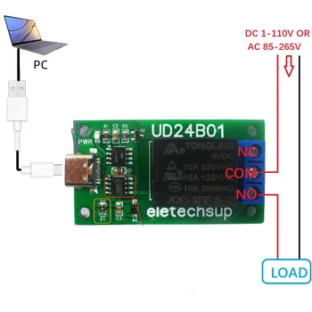 DC 5V 12V סוג C-USB TTL232 ממסר מודול מחשב טורית UART מודול מתג