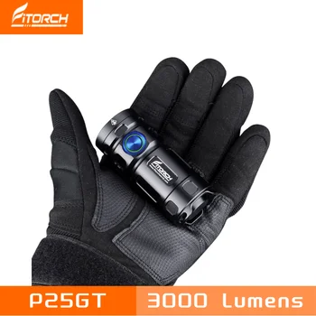 Fitorch P25GT Lumens CREE XPG3 סופר קומפקטי EDC פנס 3000 Lumens-USB-C נטענת LED לפיד עם 10° עדשה אופטית
