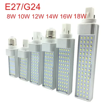 G24 E27 מנורת led הנורה 8W 10W 12W 14W 16W 18W 2835 אור לבן חם/לבן קר אור הזרקורים 180 מעלות אופקי Plug אור