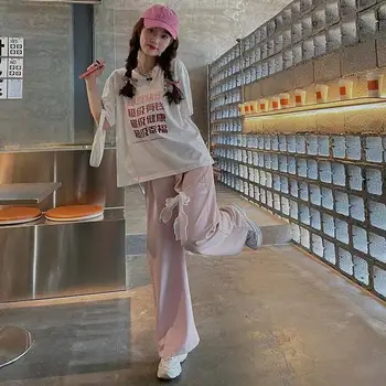 Harajuku נשים חולצות מזדמנים סיני אזור הדפסת החולצה הנשית החולצה עם שרוול קצר מנופחים חולצה אופנת רחוב צמרות טי