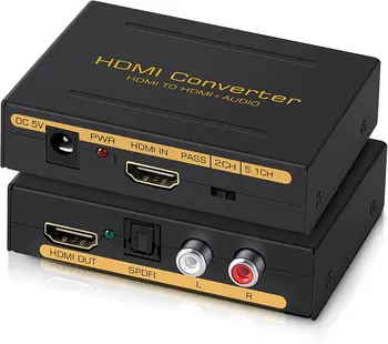 HDMI Audio Extractor ממיר HDMI ל HDMI + אודיו ( SPDIF + RCA L/R סטריאו ) על אש מקל Xbox PS5 תמיכה 3D HDCP2.2 18Gpbs