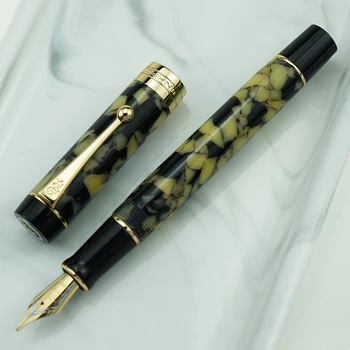 Jinhao 100 יובל שרף עט נובע צהוב-שחור אירידיום EF/F/M/בנט החוד עם ממיר עט דיו למשרד לעסק הספר עט