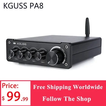 KGUSS PA8 מתח גבוה 2.1 ערוצים דיגיטליים מגבר כוח TPA3255 חום HIFI סאב הביתה מגבר Bluetooth QCC3034 APT