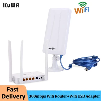 KuWFi 300mbps הנתב האלחוטי רווח גבוה Wifi מתאם USB להאריך את אות Wifi מתח גבוה מקלט לשתף 32users למחשב