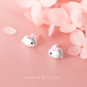 Modian אמיתי סטרלינג 925 כסף נחמד קטן בעכבר האוזן ה-Pin עבור נשים מתנות חיה חלבית עגיל קוריאה סגנון תכשיטים