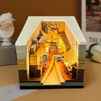 Omoshiroi גוש 2024 לוח שנה 3D 'פנקס רשימות' אלכסוני הסמטה 264Sheet Diy הבית Memo Pad אורות Led נייר הערות בלוק מתנות חג המולד