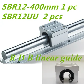 SBR12 400mm ליניארי פיר מעקה תמיכה עם 2 יח ' SBR12UU תנועה קווית auminum נושא בלוק הזזה עבור הנתב CNC חלקים
