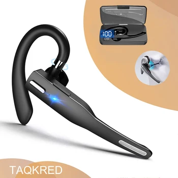 TAQKRED 10שע Bluetooth ידיים עסקים חינם אוזניות אלחוטיות אוזניות יחיד דיבורית נהיגה HD קורא אוזניות אוזניות