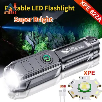 אור חזק, פנס LED נטענת USB Zoomable טקטי פנסים נייד חיצוני קמפינג טיולי הליכה לפיד מנורת חירום