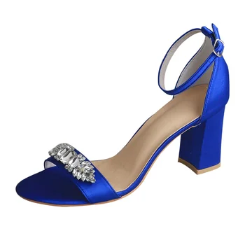 אישית בלוק העקב כחול רויאל סנדלי נשים מסיבת חתונה נעליים 8CM
