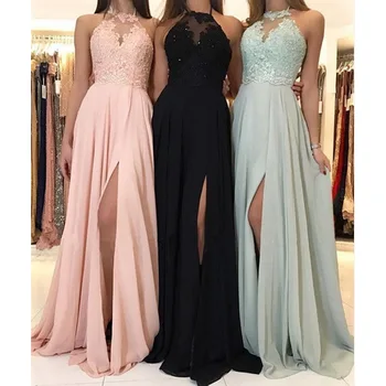 אלגנטי נשים טלאים שמלות לנשף אופנה תחרה מחוך מסיבת חתונה שמלת שושבינה וינטג ' צד פיצול שמלות ערב