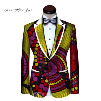 אפריקה שעווה לגברים בלייזר חתונה מסיבה Bazin ריש הדפסה מסורתית מקסימום מעיל מעיל הכותנה גברים אפריקאי בגדים WYN538