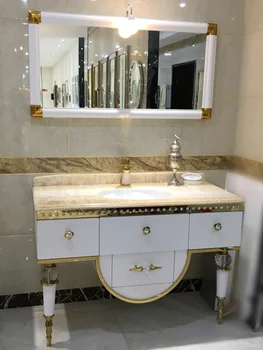 בסגנון צרפתי נירוסטה אישית סט ארון אמבטיה חדר אמבטיה משיש יהירות יהירות אמבטיה ארון עם כיור