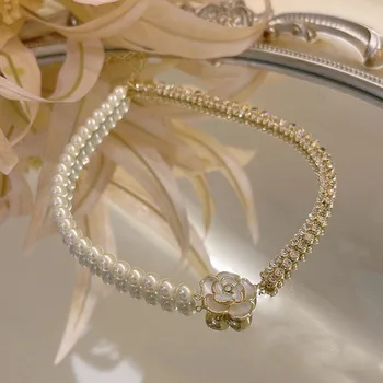 בציר פרל קמליה מעולה השרשרת עבור נשים בנות אופנה פרח קולר שרשרת אלגנטית מסיבת חתונה תכשיטים עבור הגברת.