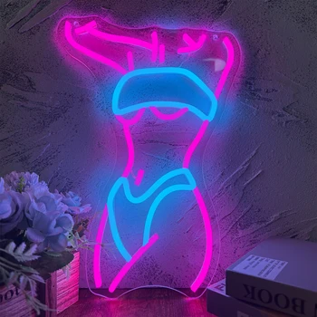 גברת סקסית גוף LED אור ניאון סימן USB מופעל אמנות קיר מנורה עיצוב הבית מסיבת בר חנות עיצוב חתונה אקריליק ניאון, מנורות