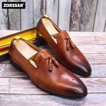 גודל גדול נעלי גברים 2023 סגנון חדש אמיתי עור לגברים נעליים מזדמנים שוליים להחליק על נעלי אופנה נעלי גברים משלוח חינם