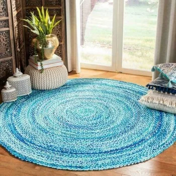 השטיח 100% כותנה טבעית 3x3 מטר בעבודת יד הפיך לשטיח כפרי נראה שטיח הסלון