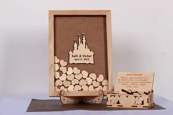 התאמה אישית של מר וגברת הטירה חתונה כפרית חרוט חלופה עץ הזיכרון בספרי אורחים עם הלב תיבת החתימה אורח