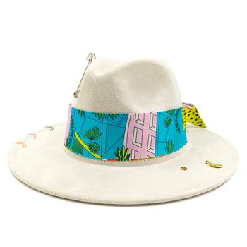 זמש בצבע אחד פדורה Handsewn לא סדיר של גברים ונשים מתכוונן לשני המינים כובע כובע ג ' אז סתיו/חורף כובע