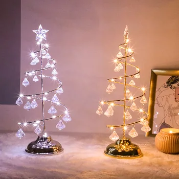 חג המולד בסלון קישוט קריסטל עץ חג המולד, תאורה פיות אורות חג המולד לויה אור Led החתונה חג תאורה