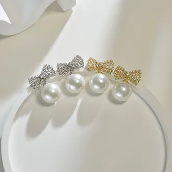 חדש 2023 עגילי פנינה פרפר כסף 925 קלאסי תכשיטים מתנות חתונה נשים גברת גריס.