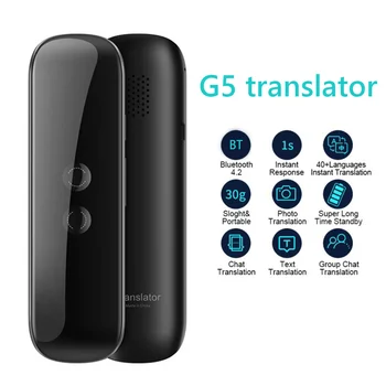 חדש G5 קומפקטי חכם אלחוטי קול מתרגם 40 שפות דו-כיווני בזמן אמת מיידי מתרגם ללימוד ראוול עסקים