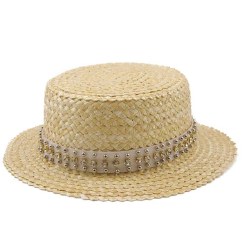 חדש לנשים חיטה טבעי כובע קש רצועת הכלים עניבת 7 ס מ אפס מקום כובע מגבעת דרבי חוף השמש כובע כובע גברת קיץ רחב שוליים להגן על כובעים