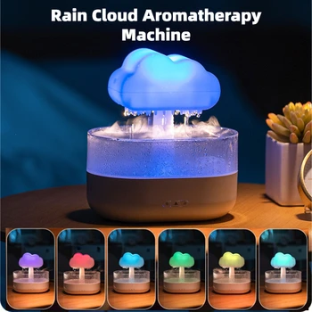 חדש ענן גשם אוויר מכשיר אדים ארומתרפיה חיוני שמן מפזר עם גשם טיפת מים נשמע ו-7 צבע LED לילה אור