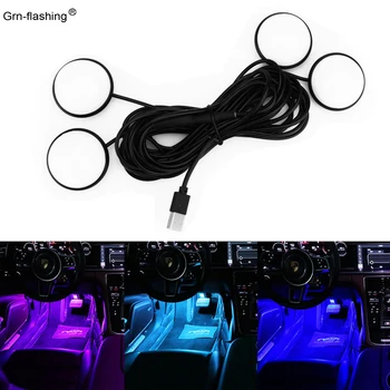 חידוש הרכב האור הפנימי-1 עד 4 אווירה רומנטית אורות עיצוב המכונית רגל Pad USB LED אפקט הבמה אור לרכב