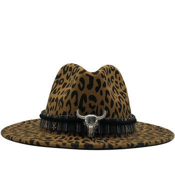 יוניסקס שטוח הכובע צמר הרגיש ג ' אז כובע כובעים גברים, נשים, נמר התבואה עור להקה עיצוב מגבעת פנמה רשמית כובעים 2020 חדש