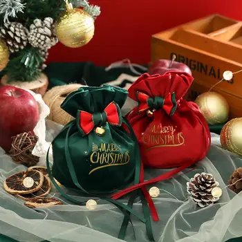 יצירתי מתנת חג המולד שקית סוכריות חג המולד אפל קטיפה תיק ערב חג המולד מתנה אריזות כיס לילדים Navidad השנה החדשה 2024