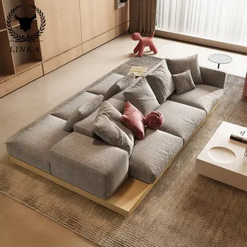 מודרני מינימליסטי באיכות גבוהה סלון בסגנון יפני שקט רוח אולטרה-עמוקה דו צדדי גב-אל-גב הספה