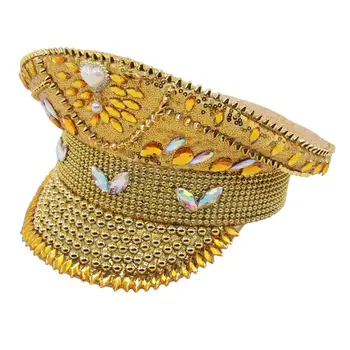 מעצב גברים ונשים גדולים כובע שטוח צבע זהב יהלום כובע מסיבה Gorras פארא הגברים 모자 Casquette Homme משלוח חינם