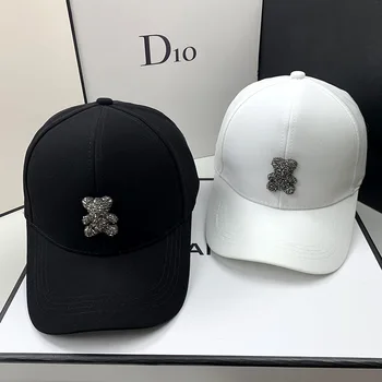 מעצב האופנה הקיץ כובע בייסבול עבור נשים קוריאני דב ריינסטון כובעי SunHats רחוב חיצונית הקסדות היפ הופ כובע