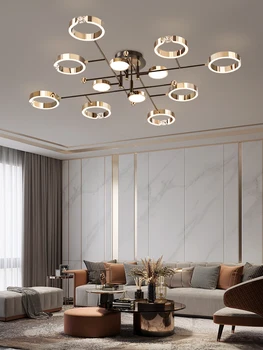 מצופה זהב אלומיניום שליטה מרחוק אורות תליון קריסטלים קישוט פאר מודרני נברשת תאורה עבור הסלון