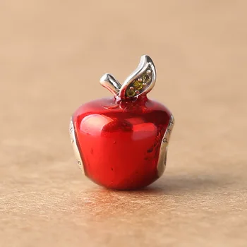 סיטונאי S925 מכסף תכשיטים, אבזרים הסיטוניים של נשים בסיסי צמיד פן Duo מופרדים תפוח אדום רופף חרוזים