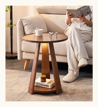 סקנדינבי מינימליסטי אלון ספה סביב שולחן צד מעץ מלא חצובה קפה שולחן מטלטלין הסלון לחדר השינה ליד המיטה שולחן פינתי