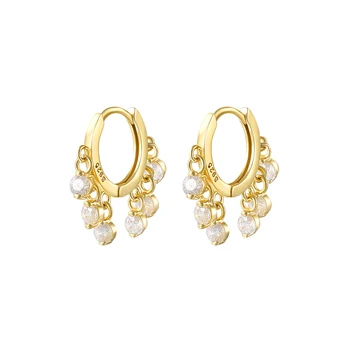 פחית אמיתי סטרלינג 925 עגילי חישוק לנשים יוקרה זירקון מעגל סביב העגיל אופנה Earings תכשיטים pendientes