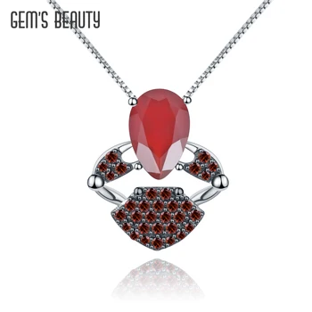 פנינה של יופי עיצוב מקורי 925 כסף סטרלינג טבעי ברקת אדומה תליון יצירתי חן סרטן שרשרת תכשיטים לנשים