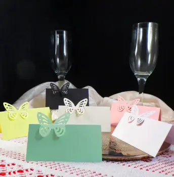 פרפר המקום כרטיסי חתונה, יום הולדת פגישה ארוחה סידור השולחן שם כרטיס כרטיסי צבעים מותאמים אישית