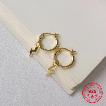 קוריאה סגנון חם טהור 925 כסף סטרלינג עגילים לנשים עדין אופנה זהב ברק להשתלשל עגילי תכשיטים